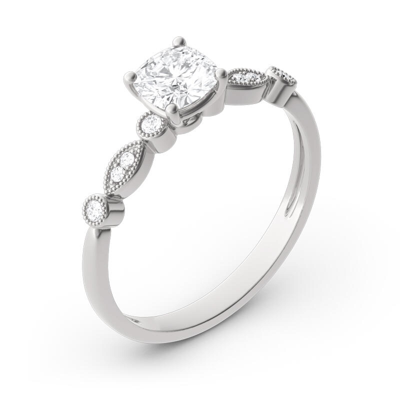 Jeulia Cushion Cut Vintage Sterling Silver Ring