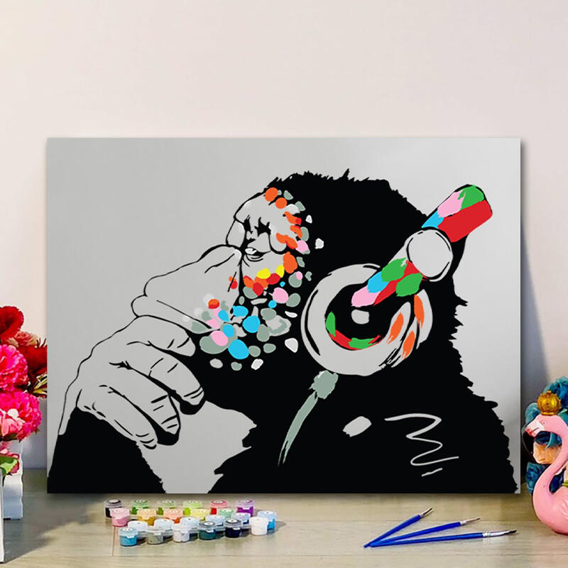Orangutan Listening To Music Paint By Numbers Kits Funny Gift for Friend