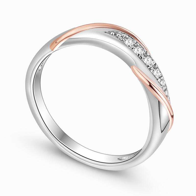 Jeulia Deux tons Torsadé Or Rose Alliance pour femmes Argent Sterling