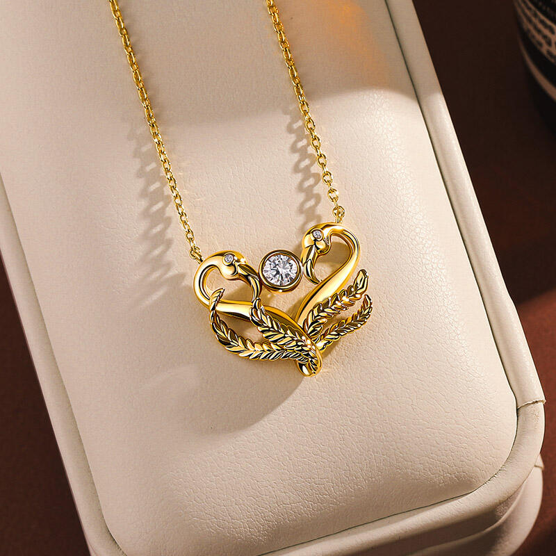 Jeulia Collar de Pareja Inspirado en Flamencos de Plata de Ley