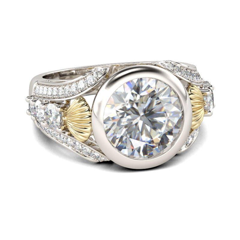 Jeulia Shell Round Cut Sterling Silver Ring
