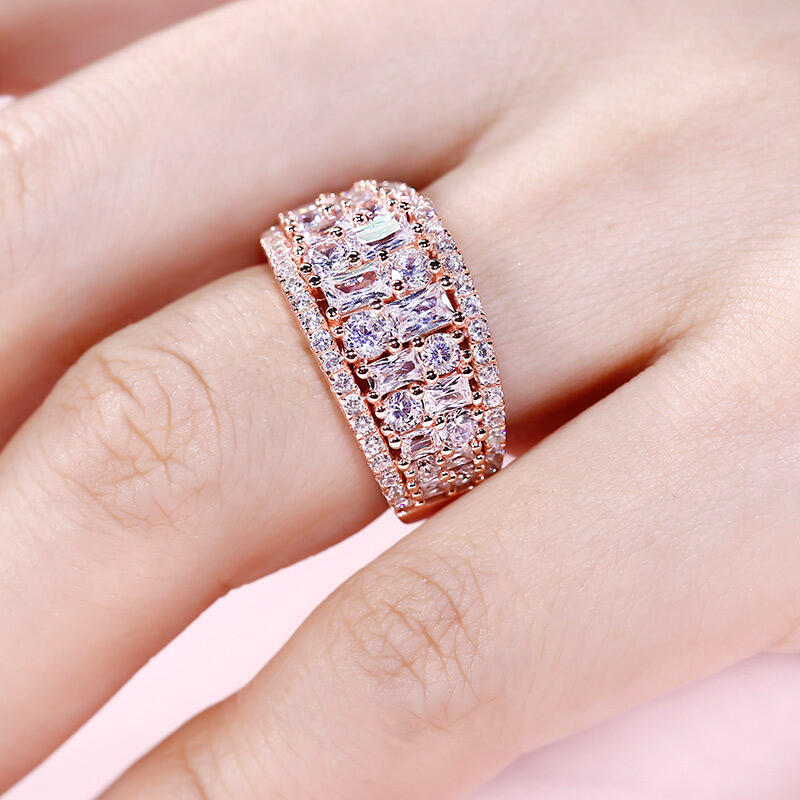 Jeulia Wide Shank Sterling Silver Women's Band