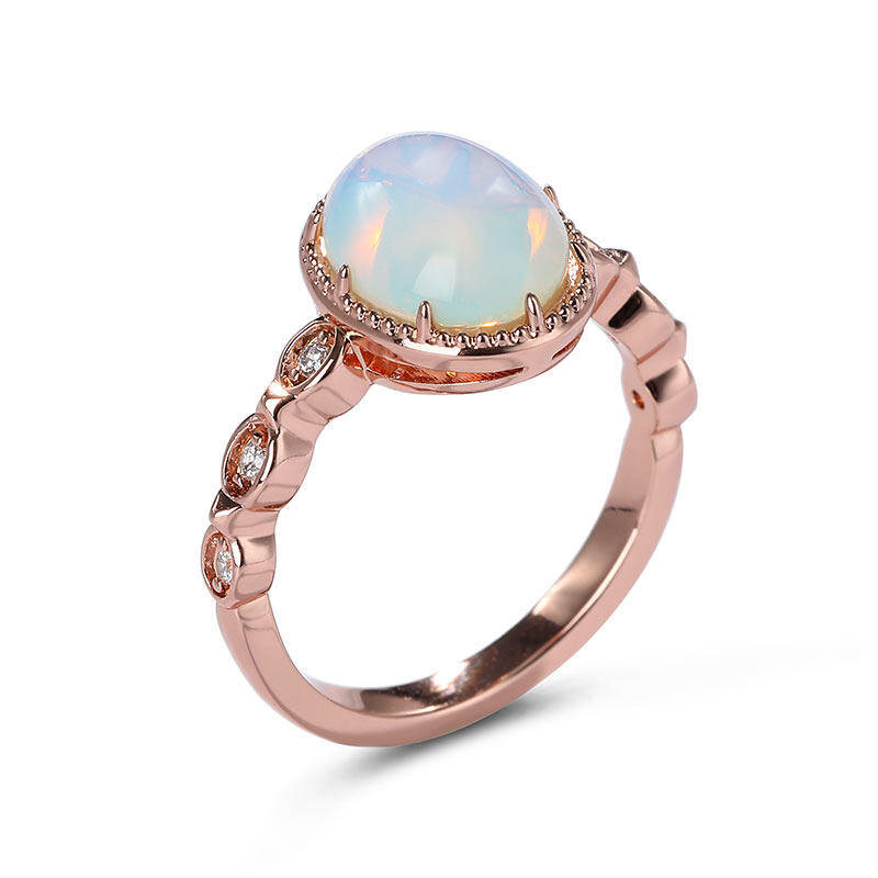 Jeulia "Enchanting Moon" Oval Cut Moonstone Sterling Silver Ring