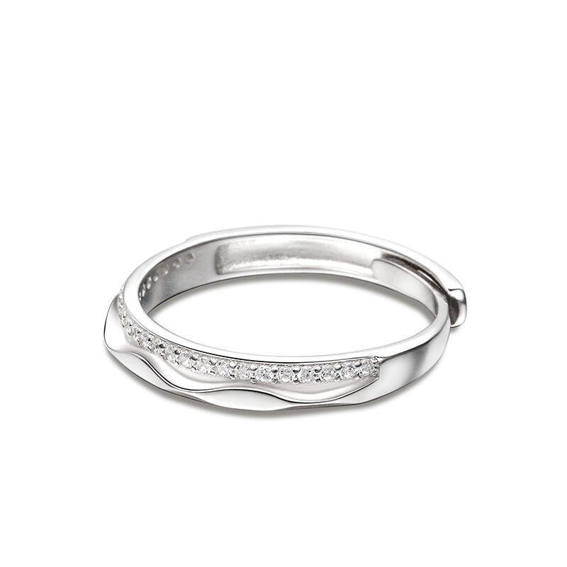 Jeulia Anillo de estilo sencillo de plata de ley de talla ajustable para mujer