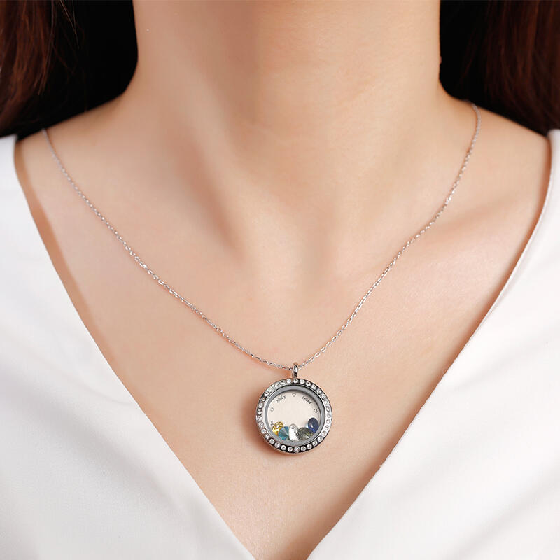 誕生石 チャーム 刻印 ロケット ネックレス オーダーメイド