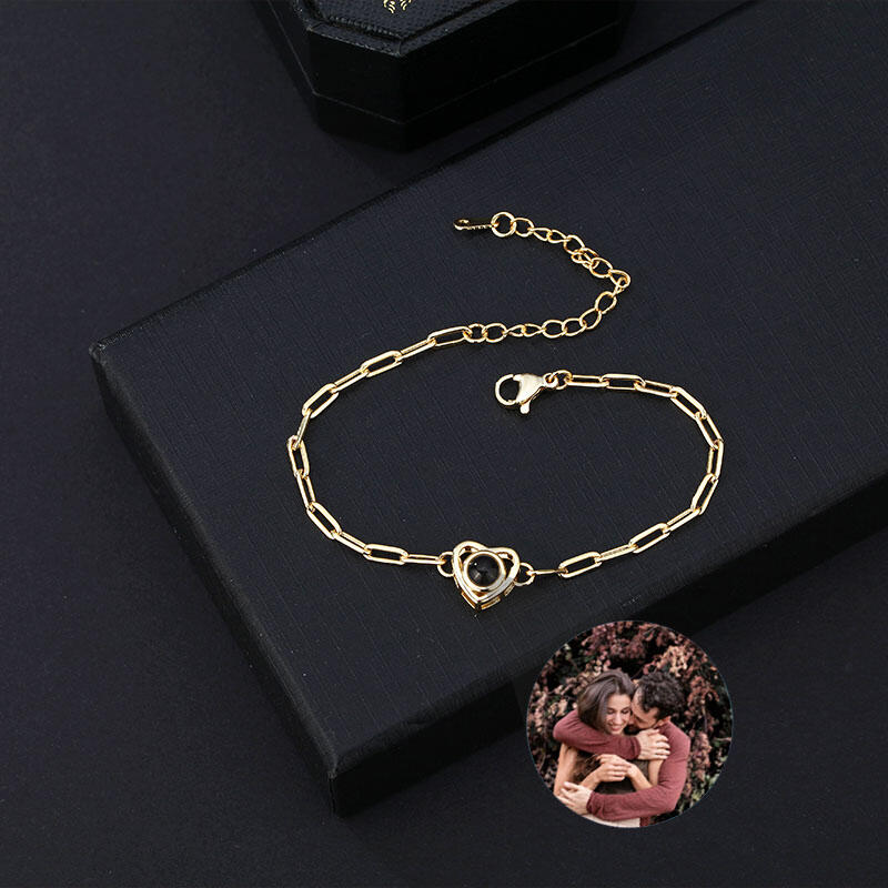 ハート 投影 写真 写真入れ ブレスレット オーダーメイド
