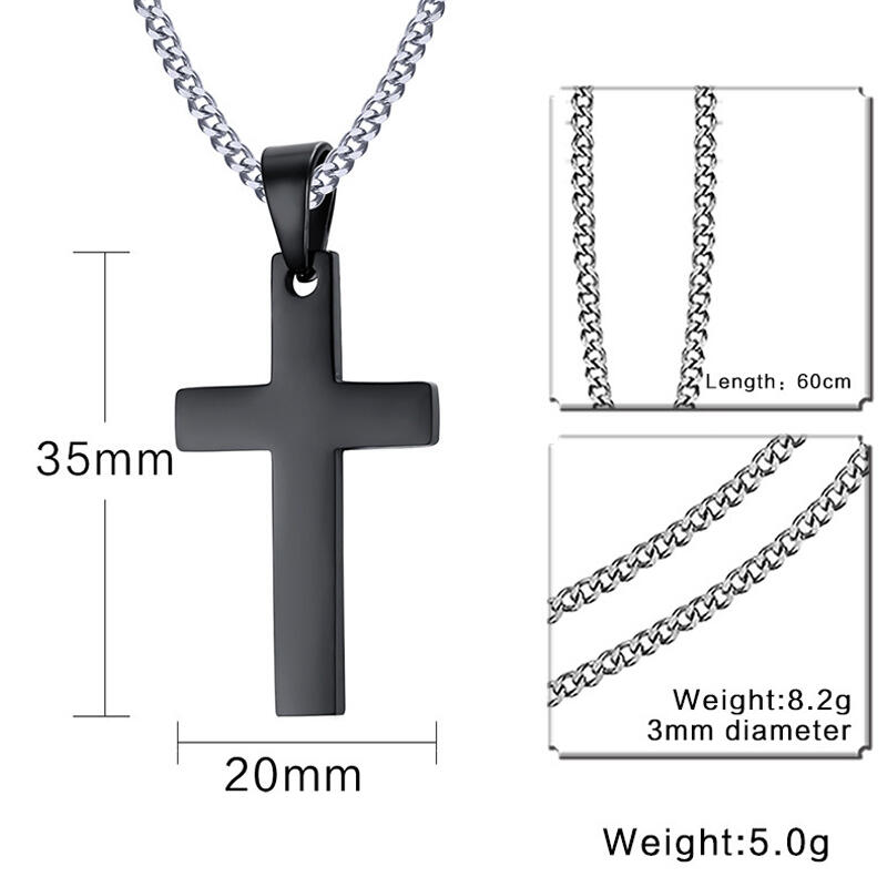 Jeulia Religious Cross Stainless Steel Men's Necklace