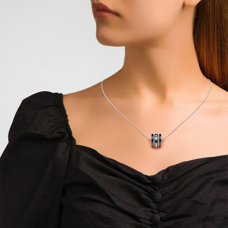 Jeulia Collar de calavera con flores de plata de ley