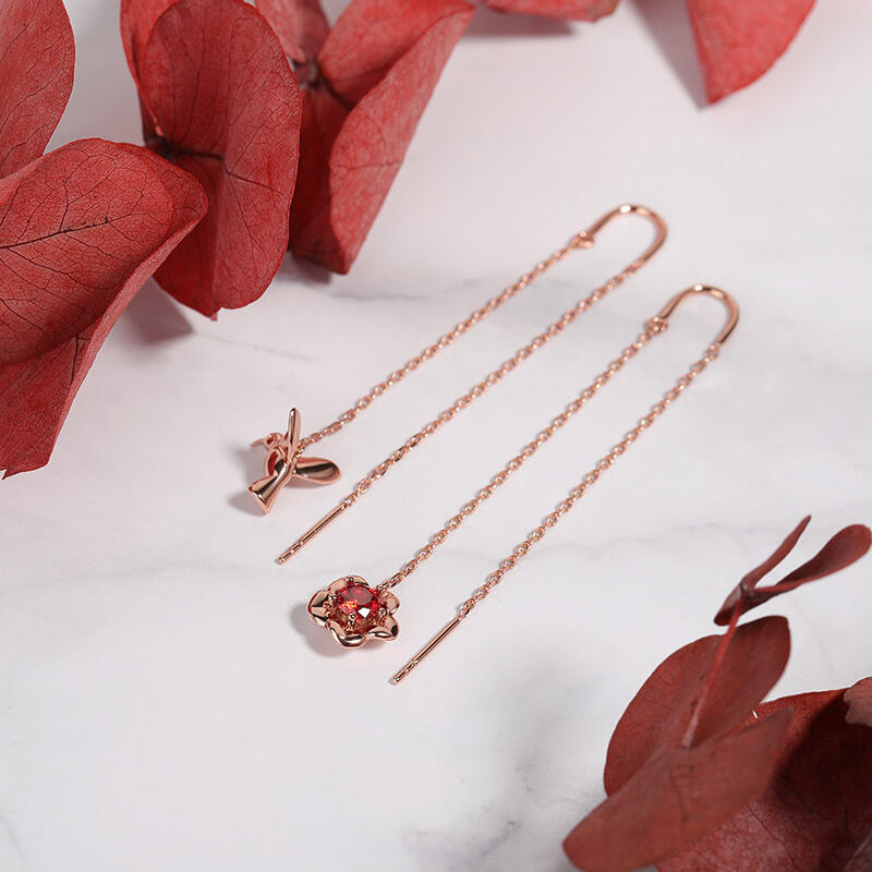 Jeulia "Hummingbird ＆ Flower" Threader örhängen i Sterling Silver