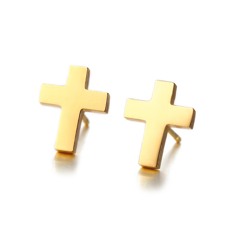Jeulia Cross Men's Stainless Steel Stud Earrings