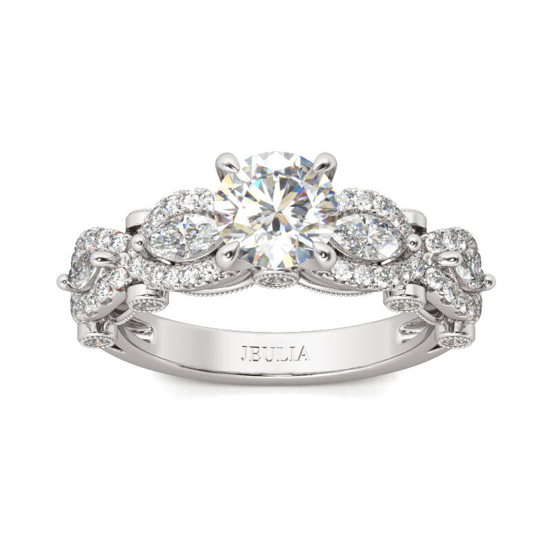 Jeulia Anillo Vintage de Plata de Ley de Corte Redondo