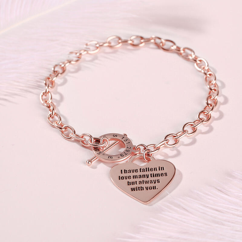 Jeulia Heart Personalized Sterling Silver Bracelet