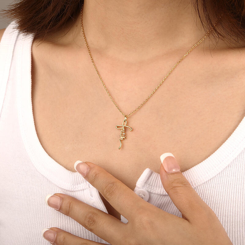 "Faith Of Cross" Round Cut Necklace