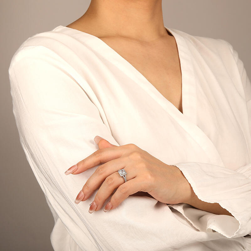 "The Vow Of Marriage" Radiant Cut Halo Engagement Ring