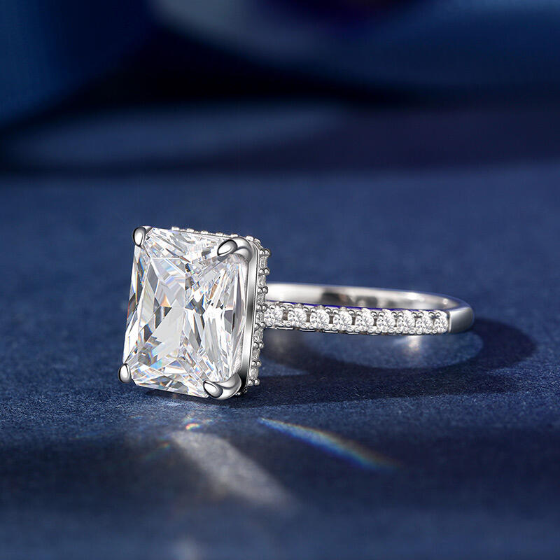 Jeulia Classic Radiant Cut Sterling Silver Ring