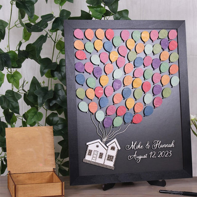 Personalized Square Wedding Guest Book With Balloon Inserts For Wedding ...