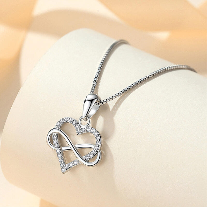 Jeulia "You Complete Me" Infinity Love Heart Sterling Silver Necklace