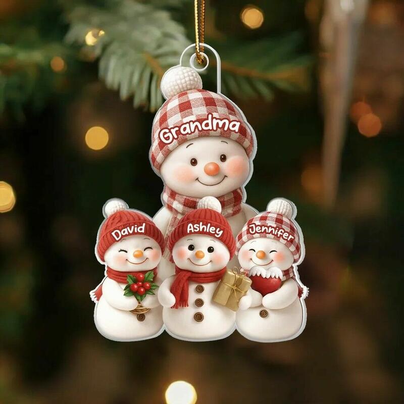 Personalized Snowman Pendant with Name Customization Christmas Gift for Family