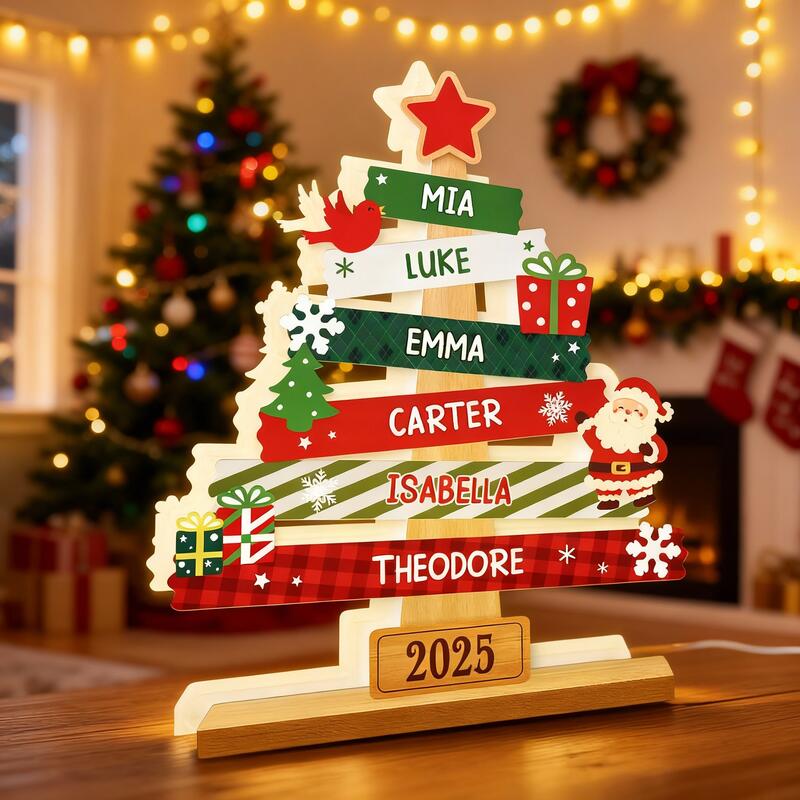 Personalisiertes Nachtlicht mit Namen Weihnachtsbaum Kreatives Geschenk für die Familie