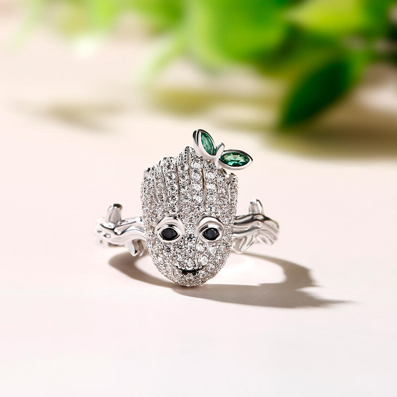 Jeulia Cartoon Tree Man Sterling Silver Ring