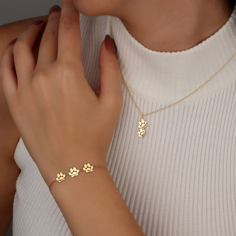 Personalisiertes Armband mit Hundepfote Print Name Niedliches Geschenk für Tierliebhaber