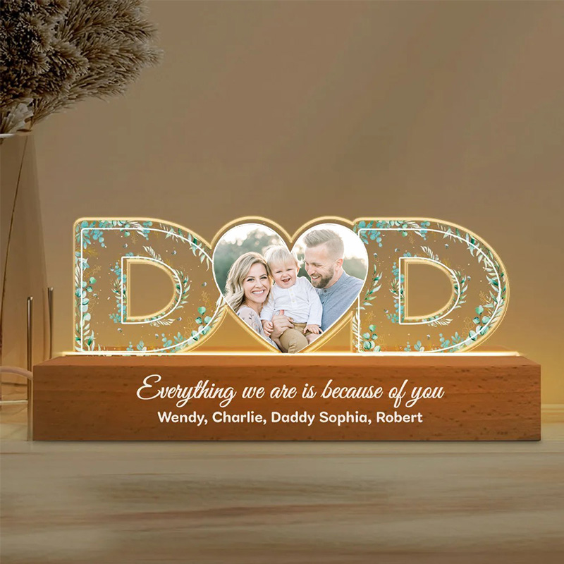 花柄 名入れ 写真入れ アクリル led レターランプ オーダーメイド 父の日