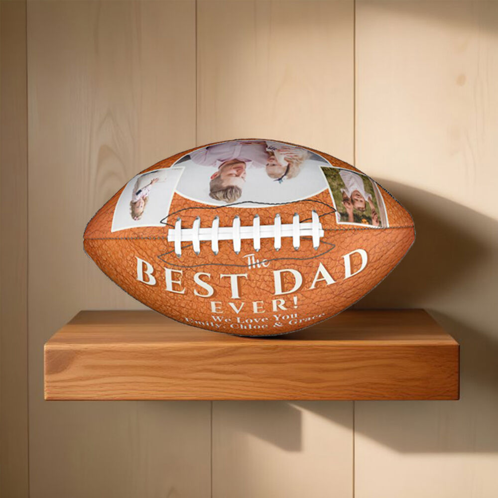 Personalizowana Piłka Nożna z Plisowanym Skórzanym Wzorem, Możliwość Dodania Zdjęć jako Prezent dla Taty