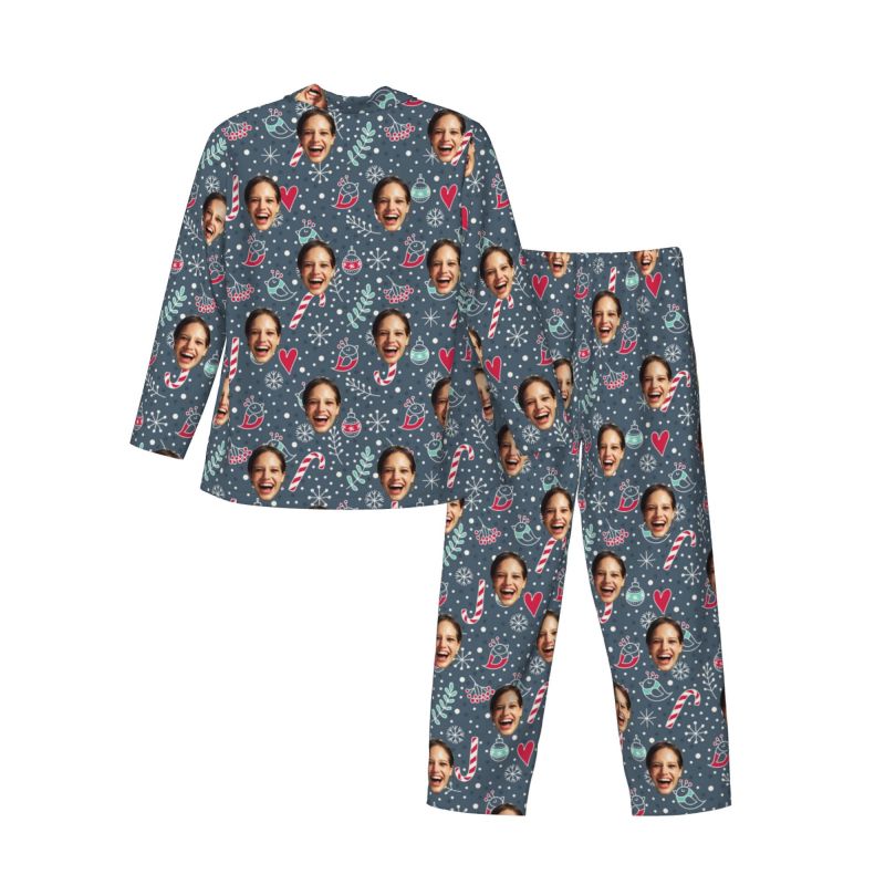 Personalisierte Pyjamas benutzerdefinierte Foto Weihnachten Candy Bird Design kreatives Geschenk für die Familie