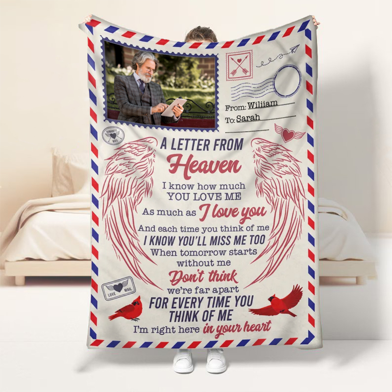 写真 メッセージ入り 家族 ウイング ブランケット オリジナル