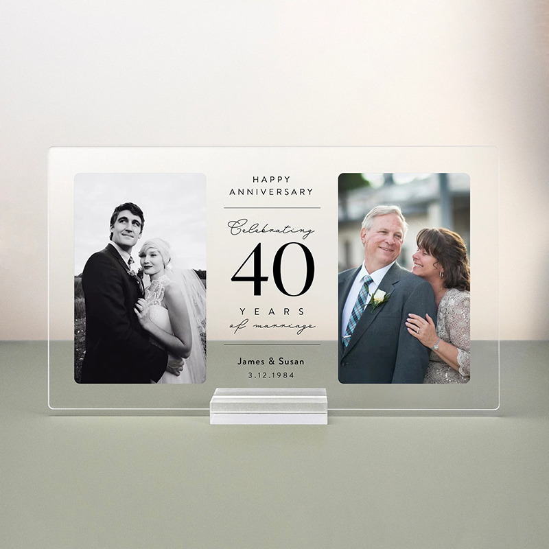 Personalisiertes Acryl - Tafel Individuelle Fotos Alles Gute zum Jubiläum Sinnvolles Geschenk für Paare