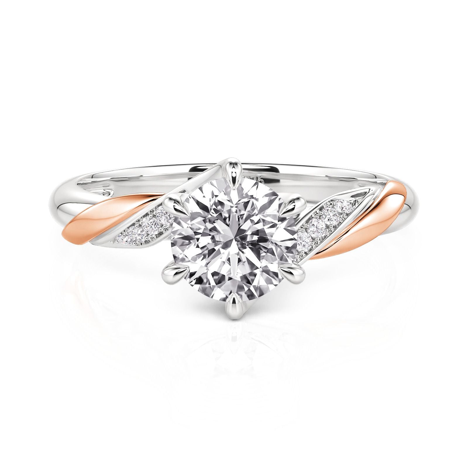 Jeulia Two Tone Bypass Round Cut Engagement Ring