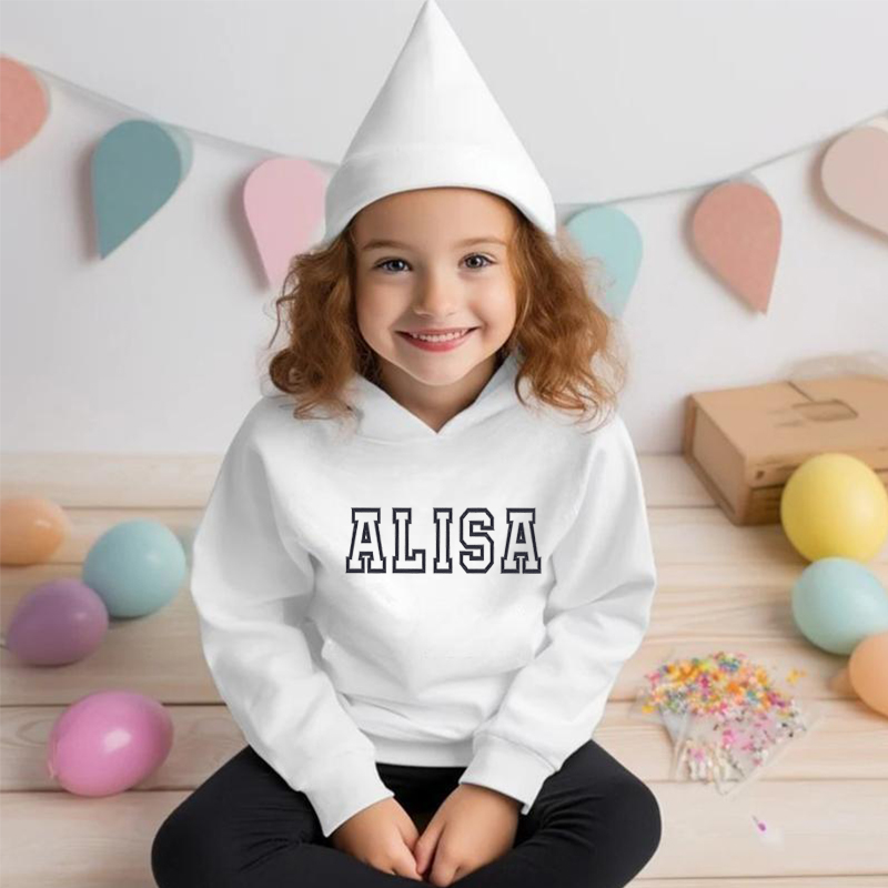 Personalized Kids Embroidered Hoodie Custom Line Name Gift For Children