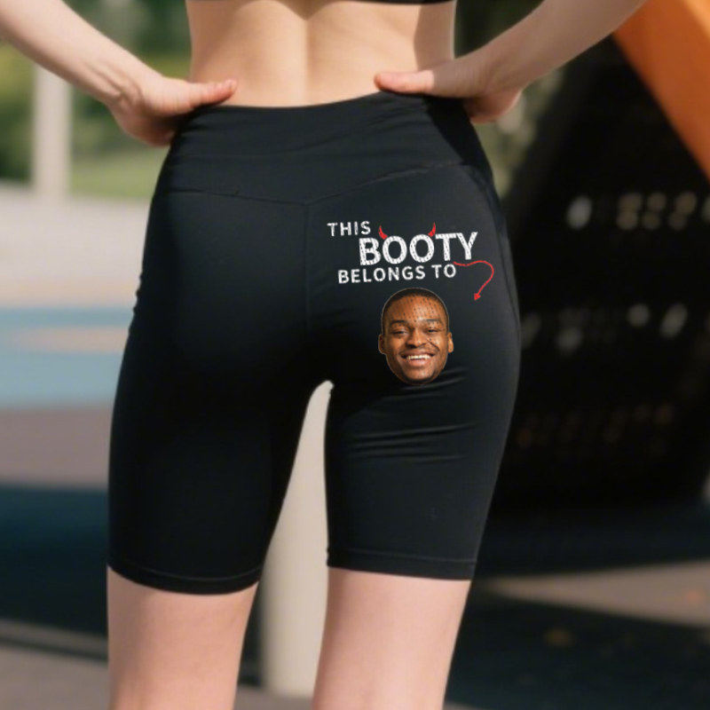 Leggings de motociclista personalizados. Este botín pertenece a una foto personalizada. Diseño divertido. Regalo creativo para sus amantes.