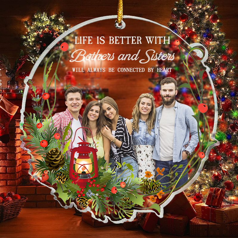 Personalized Christmas Decoration Custom Picture with Light Pattern Best Gift for Brother And Sister