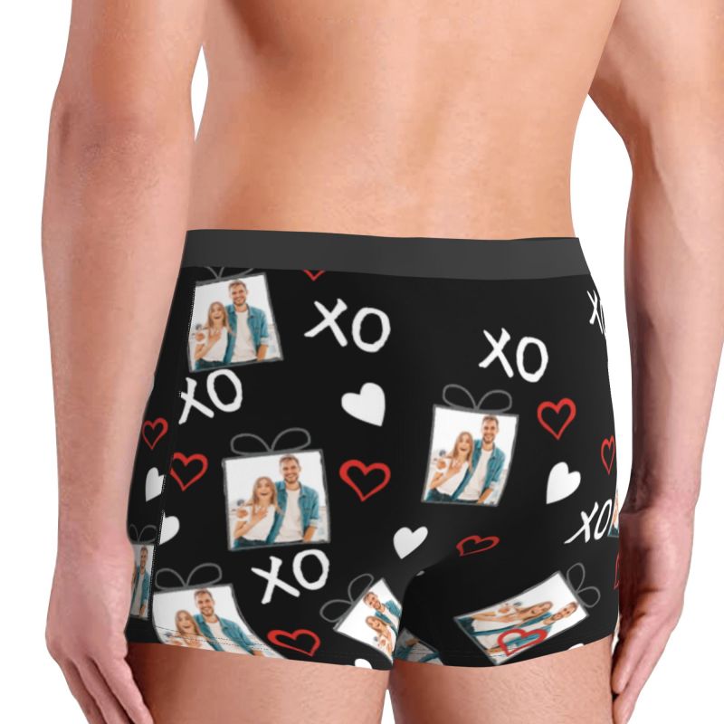 Personalisierte Foto-Männer-Unterwäsche Boxer Shorts mit Bogen-Muster Romantisches Geschenk für Freund