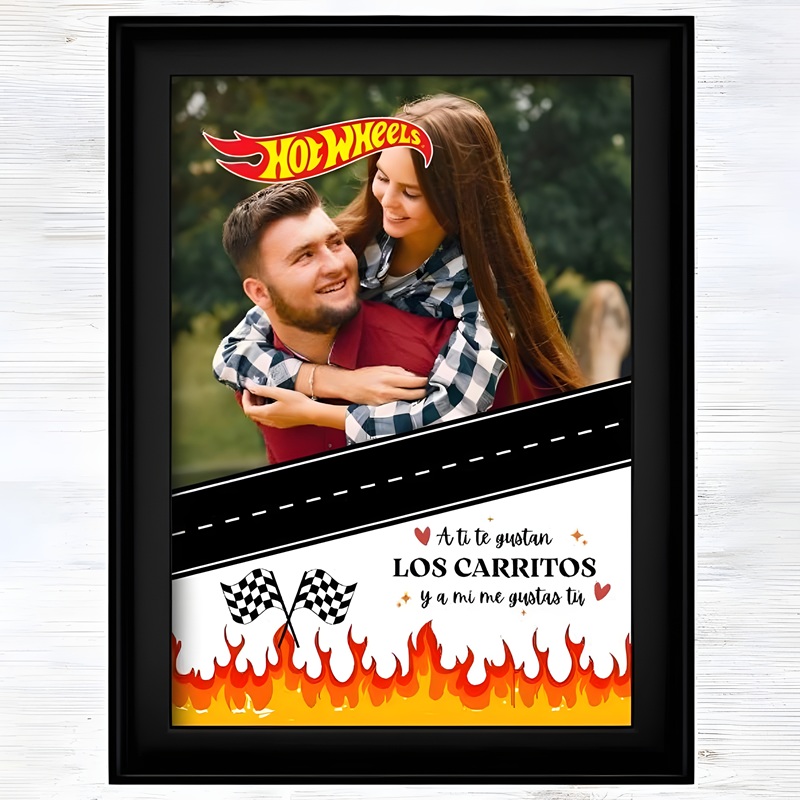 Personalized Frame Custom Toy Car and Photo Hot Wheels Design Romantic Gift for Couples