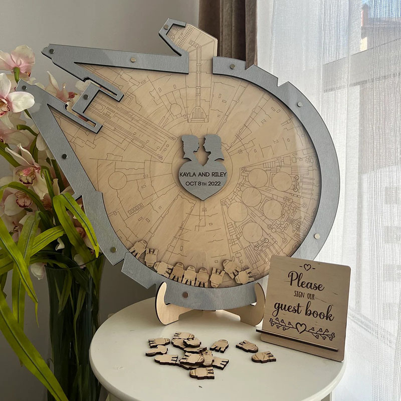 Personalized Starship Wooden Acrylic Custom Name Guest Book