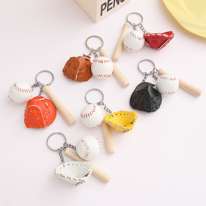 Custom Engraved Baseball Key Chain Bag Tag Mini 3 in 1 Pendant for Baseball Lovers