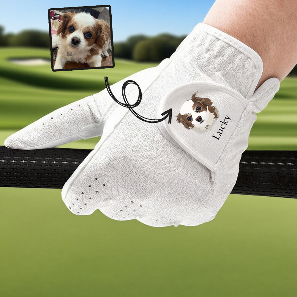 犬 猫 ペット 名入れ 写真いれ 漫画風 ゴルフ グローブ 手袋 左手用 右