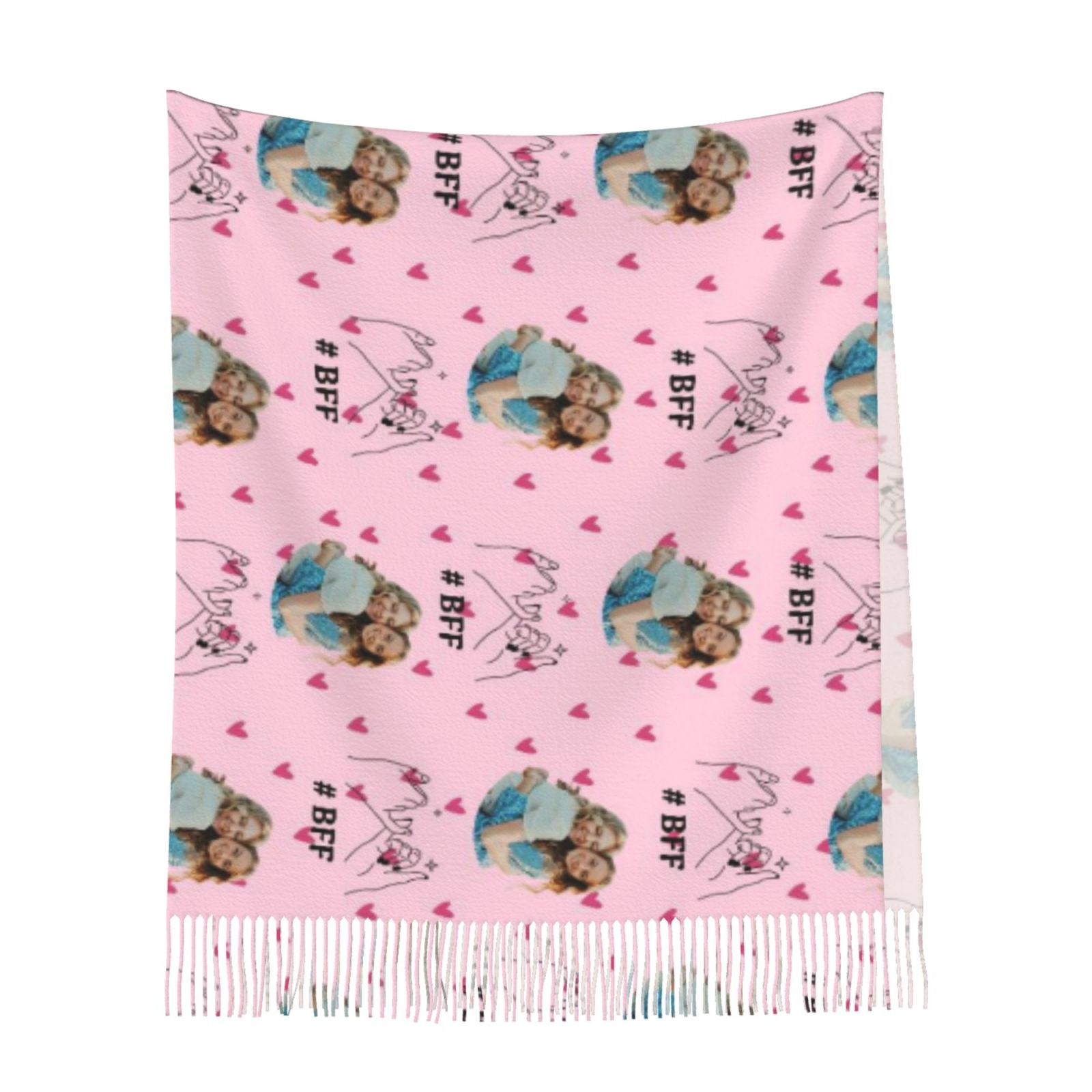 Individuell gestalteter Fotoschal mit Herzmotiv RRosa Schal Fernbeziehungsgeschenk für die beste Freundin