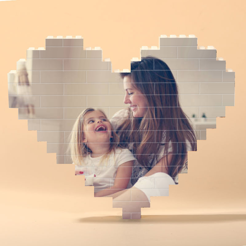 カスタマイズ イラスト ブロック 子供の絵 子どもの絵 パズル ハート型 プラスチック