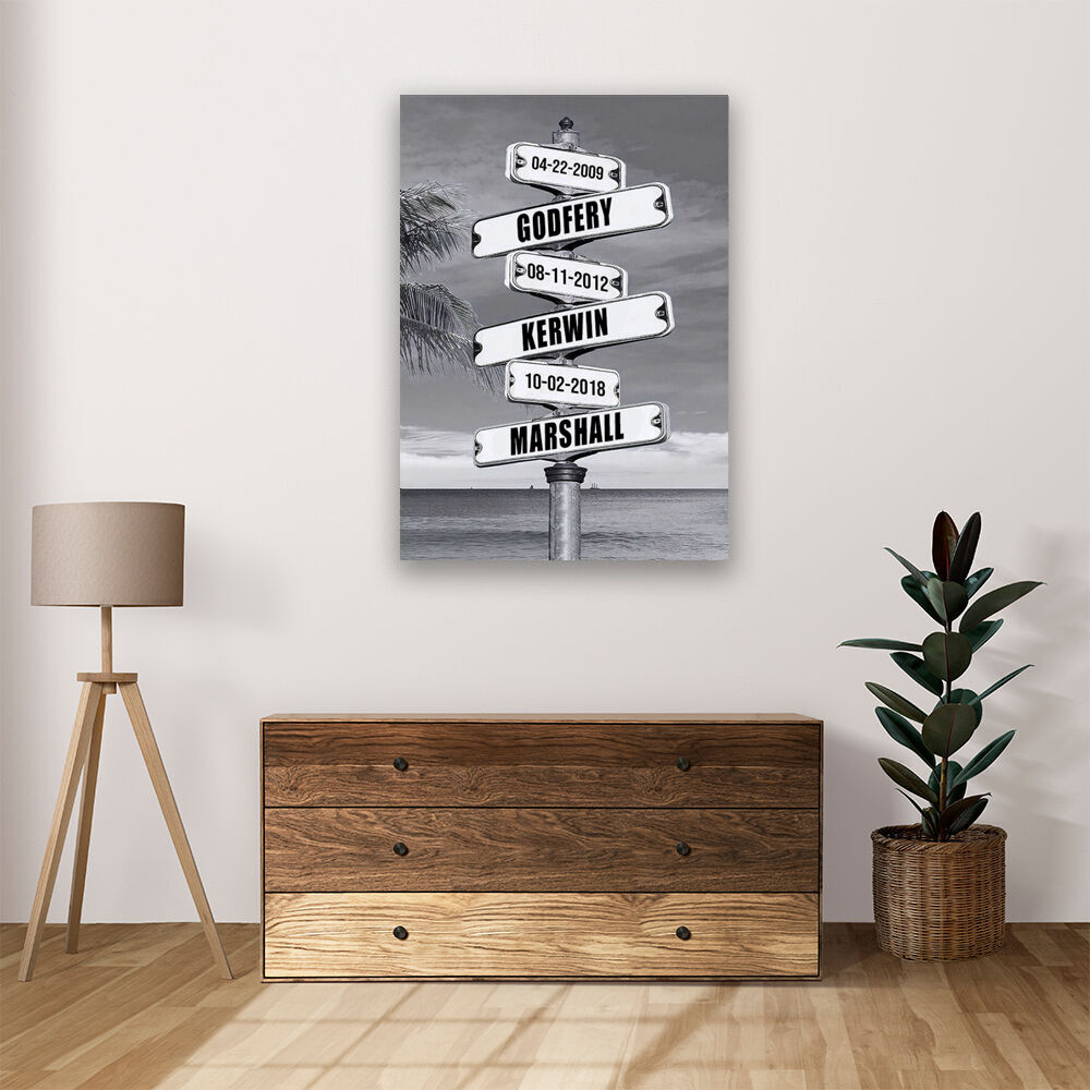 Personalized Name Canvas Wall Art Retro Street Sign Wonderful Gift for Family