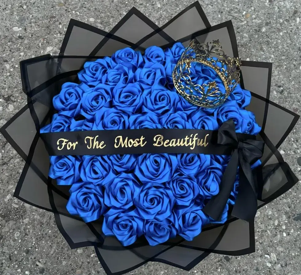 Handmade Satin Rose Bouquet Romantic Valentine's Day Gift For Girlfriend