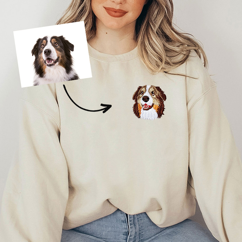 犬 ペット 写真 両面 刺繍 スウェット トレーナー オーダーメイド