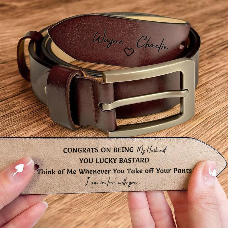 Personalisierter Männerriemen Freund - Geschenksatz gravierter Lederriemen Geschenk für Ehemann