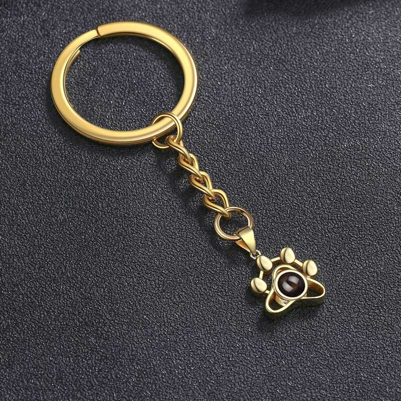 Personalized Pet Photo Projection Keychain - Paw