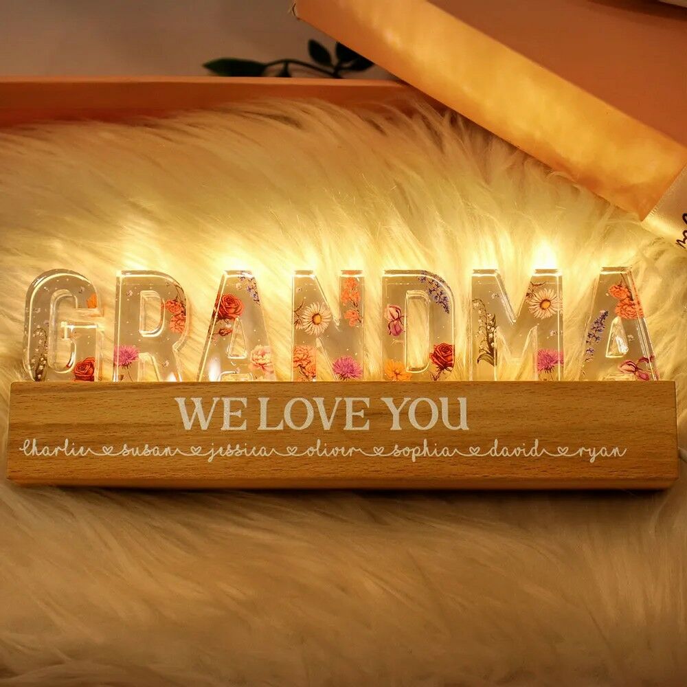 Personalized Letter Lights With Birthday Flowers Warm Mother's Day Gift
