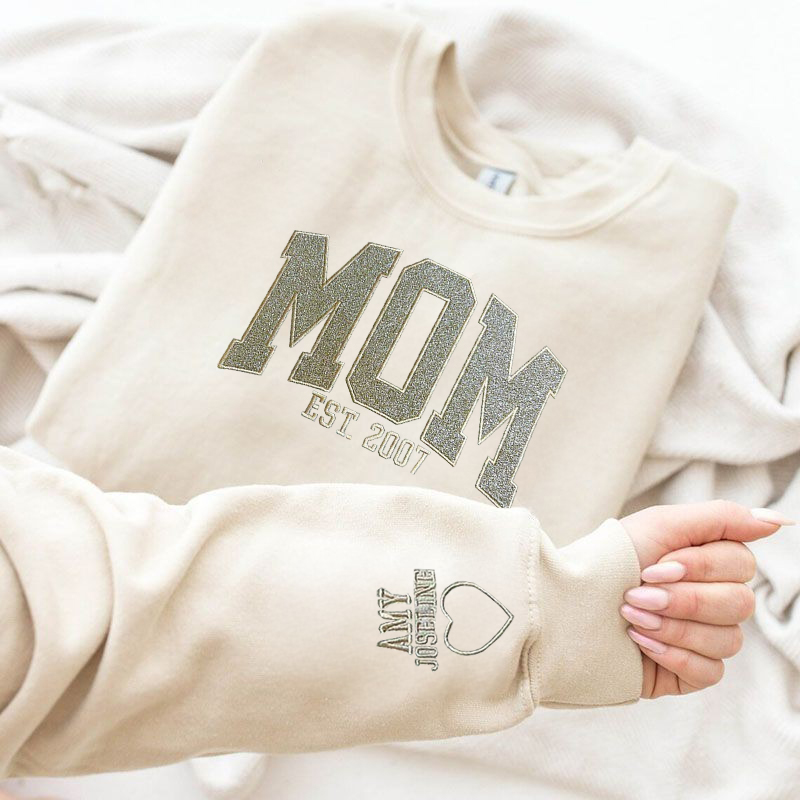 Gepersonaliseerd Sweatshirt Geborduurd Mamma met Custom Glitter Ontwerp Aantrekkelijk Moederdag Cadeau