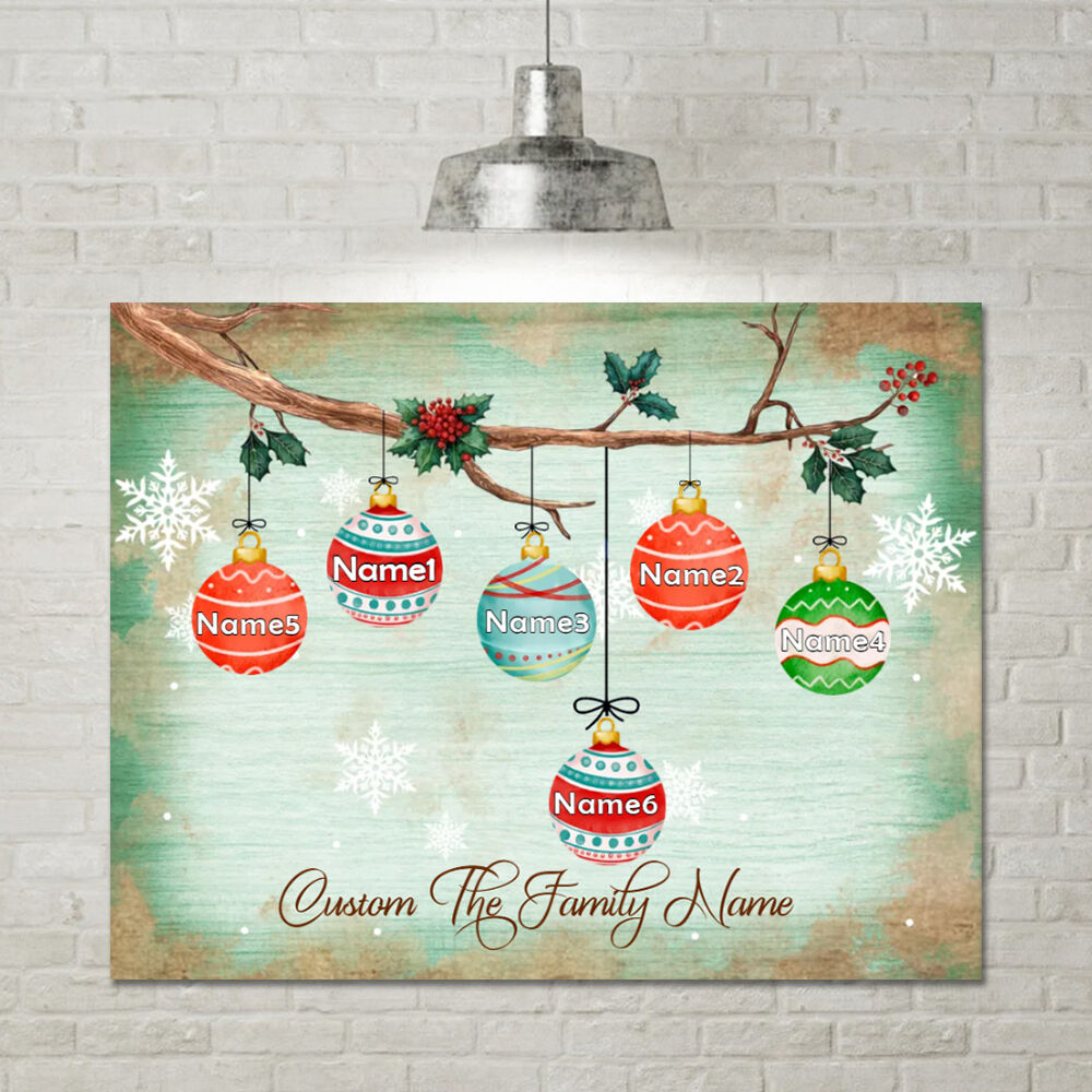 Personalized Name Canvas Wall Art with Snowflake Pattern Beautiful Christmas Gift