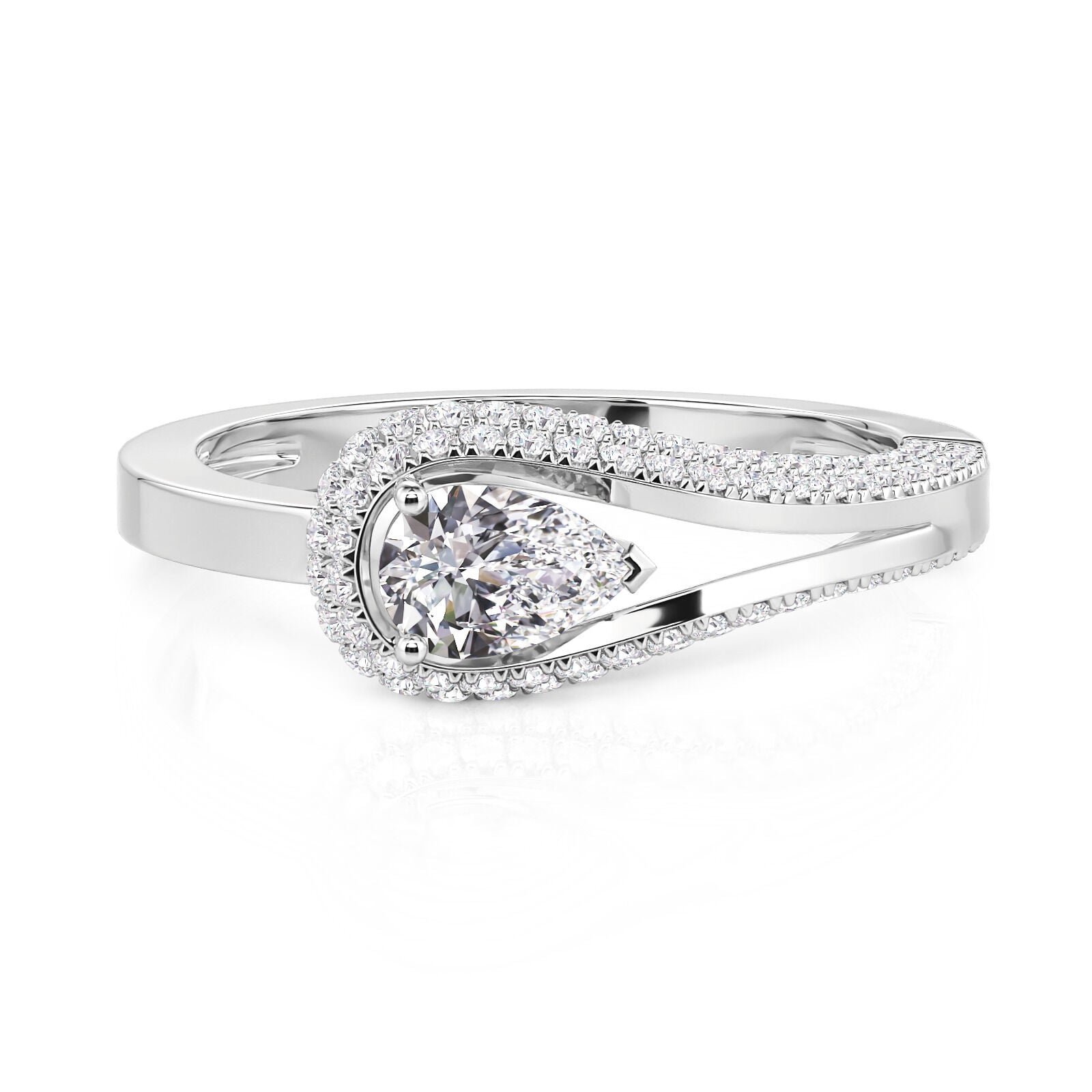 Jeulia Droplet Pear Shaped Wedding Ring Sterling Silver